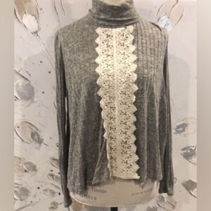 Altar’d State Tan Sweater with Lace Detail size M